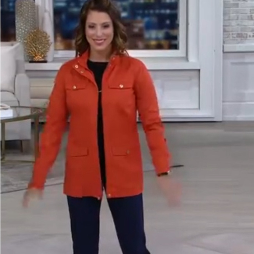 Liz Claiborne New York Mock Neck 4-Pocket Utility Jacket as seen on QVC